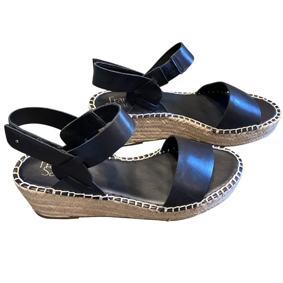 Franco Sarto Shoes - Franco Sarto Clemens Black Leather Espadrille Wedge Sandals Women Sz 7 Boho NWOT